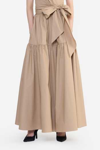 Shop Gauri & Nainika Beige Cotton Tea Length Prairie Skirt Online at Aza Fashions Shop_Gauri & Nainika_Beige Cotton Tea Length Prairie Skirt _Online_at_Aza_Fashions