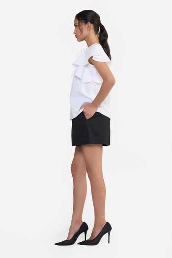 Gauri & Nainika White Cotton Keyhole Neck Embroidered Butterfly Top Online at Aza Fashions Gauri & Nainika_White Cotton Keyhole Neck Embroidered Butterfly Top _Online_at_Aza_Fashions