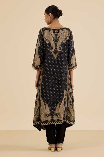 Ritu Kumar Black & Beige Dancing Paisley Kurta Set 