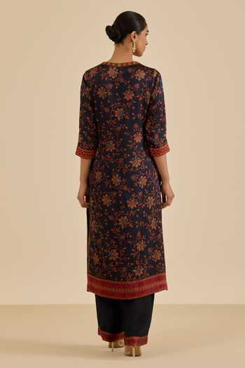 Ritu Kumar Black & Burgundy Apsara Kurta Set 