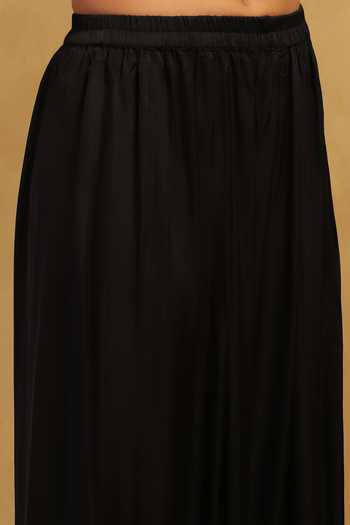 Ritu Kumar Black Silk, Crepe, Viscose V-neck Tree Of Life Kurta Set Online at Aza Fashions Ritu Kumar_Black Silk, Crepe, Viscose V-neck Tree Of Life Kurta Set _Online_at_Aza_Fashions