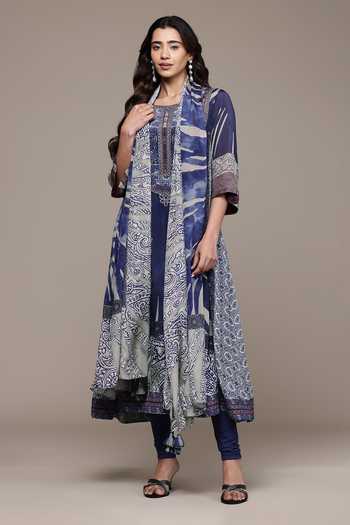 Ritu Kumar Blue Cascade Kurta Leggings Set 