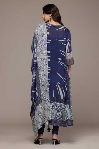 Ritu Kumar Blue Cascade Kurta Leggings Set 