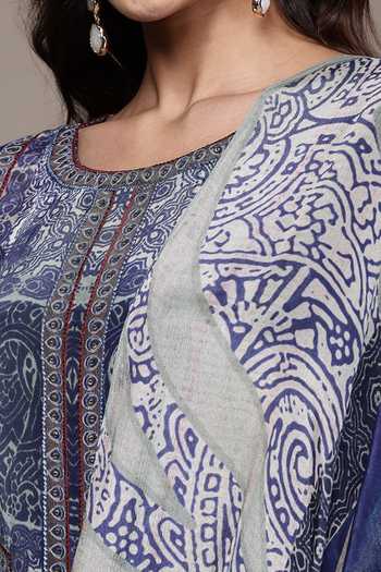 Buy Ritu Kumar Blue Viscose, Lycra, Jersey Round Neck, Yes Cascade Kurta Leggings Set Buy_Ritu Kumar_Blue Viscose, Lycra, Jersey Round Neck, Yes Cascade Kurta Leggings Set