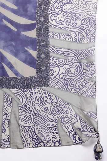 Shop Ritu Kumar Blue Viscose, Lycra, Jersey Round Neck, Yes Cascade Kurta Leggings Set Shop_Ritu Kumar_Blue Viscose, Lycra, Jersey Round Neck, Yes Cascade Kurta Leggings Set