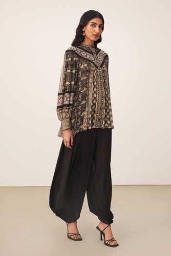 Buy Ritu Kumar Black Viscose Mandarin Collar Zunairaa Full Sleeves Top Online at Aza Fashions Buy_Ritu Kumar_Black Viscose Mandarin Collar Zunairaa Full Sleeves Top _Online_at_Aza_Fashions