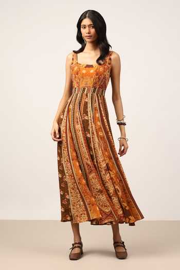 Ritu Kumar Brown Pitchhpatch Long Dress