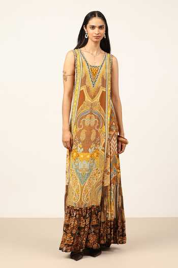 Ritu Kumar Yellow Pitchhpatch Long Dress
