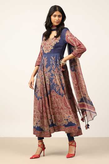 Buy Ritu Kumar Blue Cotton, Chiffon, , Lycra, Georgette Lisaa Kurta Leggings Set Online at Aza Fashions Buy_Ritu Kumar_Blue Cotton, Chiffon, , Lycra, Georgette Lisaa Kurta Leggings Set _Online_at_Aza_Fashions