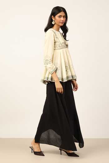 Ritu Kumar Off White Cotton Round Neck Ecru Cross Stitch Kurta Online at Aza Fashions Ritu Kumar_Off White Cotton Round Neck Ecru Cross Stitch Kurta _Online_at_Aza_Fashions