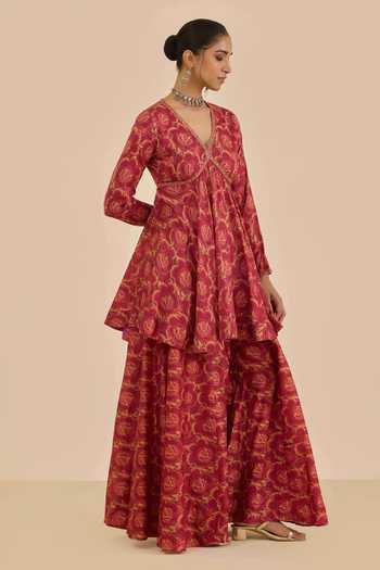 Ritu Kumar Floral Print Kurta Sharara Set