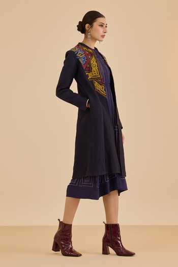 Buy Ritu Kumar Blue Viscose, Dupion Mandarin Collar Meera Quilted Jacket Online at Aza Fashions Buy_Ritu Kumar_Blue Viscose, Dupion Mandarin Collar Meera Quilted Jacket _Online_at_Aza_Fashions