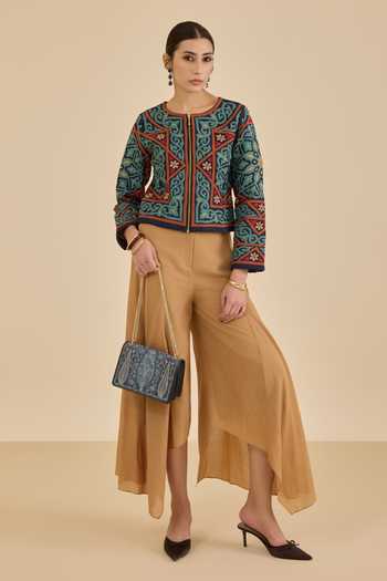 Buy Ritu Kumar Blue Viscose, Dupion Round Neck Meera Quilted Jacket Online at Aza Fashions Buy_Ritu Kumar_Blue Viscose, Dupion Round Neck Meera Quilted Jacket _Online_at_Aza_Fashions