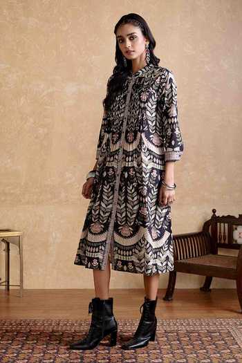 Buy Ritu Kumar Black Cotton, Voile Tisya Shirt Dress Online at Aza Fashions Buy_Ritu Kumar_Black Cotton, Voile Tisya Shirt Dress _Online_at_Aza_Fashions