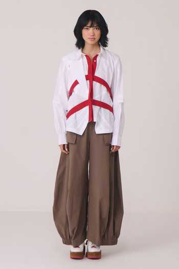 Chillosophy White Poplin Collared Neck Kaito Contrast Harness Shacket Online at Aza Fashions Chillosophy_White Poplin Collared Neck Kaito Contrast Harness Shacket _Online_at_Aza_Fashions