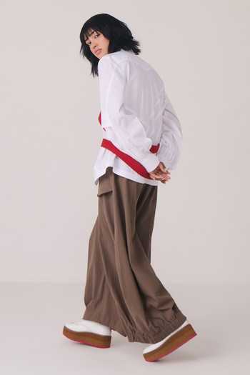 Chillosophy Brown Viscose, Polyester Aiko Balloon Pant Online at Aza Fashions Chillosophy_Brown Viscose, Polyester Aiko Balloon Pant _Online_at_Aza_Fashions
