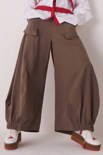 Chillosophy Brown Viscose, Polyester Aiko Balloon Pant at Aza Fashions Chillosophy_Brown Viscose, Polyester Aiko Balloon Pant _at_Aza_Fashions