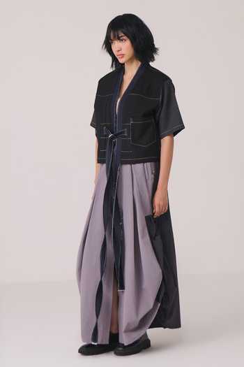 Buy Chillosophy Black Denim Shawl Neck Nao Jacket Online at Aza Fashions Buy_Chillosophy_Black Denim Shawl Neck Nao Jacket _Online_at_Aza_Fashions