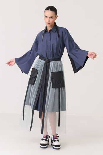Chillosophy Black Net Uta Sheer Layered Skirt Online at Aza Fashions Chillosophy_Black Net Uta Sheer Layered Skirt _Online_at_Aza_Fashions