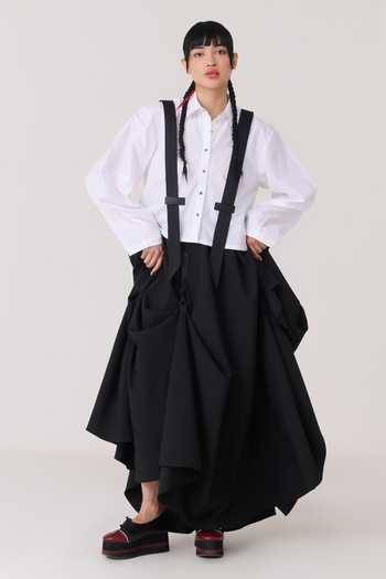 Chillosophy Black Crepe Reina Statement Gathered Skirt Online at Aza Fashions Chillosophy_Black Crepe Reina Statement Gathered Skirt _Online_at_Aza_Fashions