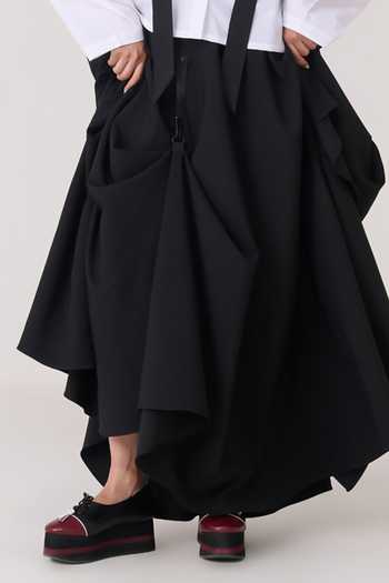 Shop Chillosophy Black Crepe Reina Statement Gathered Skirt Online at Aza Fashions Shop_Chillosophy_Black Crepe Reina Statement Gathered Skirt _Online_at_Aza_Fashions