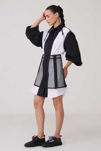 Shop_Chillosophy_Black Viscose, Poplin, Polyester Collared Neck Yori Oversized Shirt Dress _Online_at_Aza_Fashions