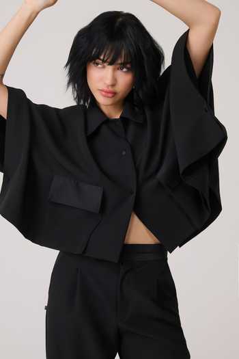 Chillosophy Nami Cropped Cape Style Shacket 