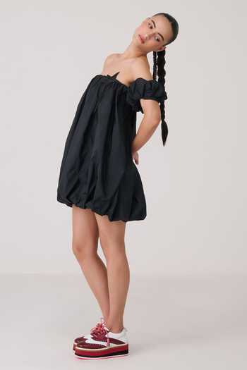 Buy Chillosophy Black Viscose, Taffeta, Polyester Off-shoulder Koemi Dress Online at Aza Fashions Buy_Chillosophy_Black Viscose, Taffeta, Polyester Off-shoulder Koemi Dress _Online_at_Aza_Fashions