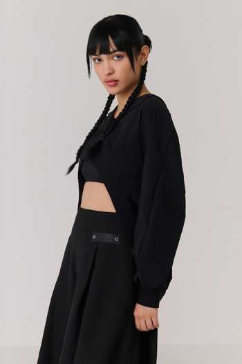 Buy Chillosophy Black Satin, Viscose, Polyester Open Neck Inori Cropped Kimono Jacket Online at Aza Fashions Buy_Chillosophy_Black Satin, Viscose, Polyester Open Neck Inori Cropped Kimono Jacket _Online_at_Aza_Fashions