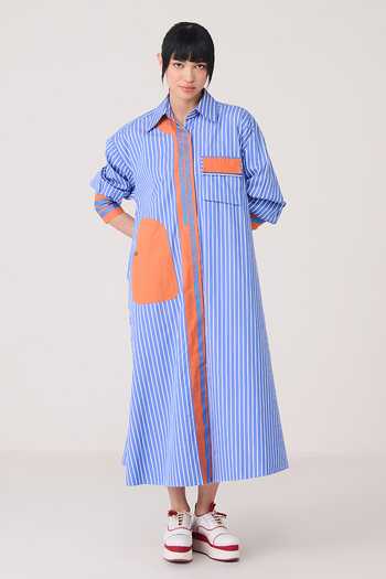 Chillosophy Aki Oversized Striped Shirt Dress 