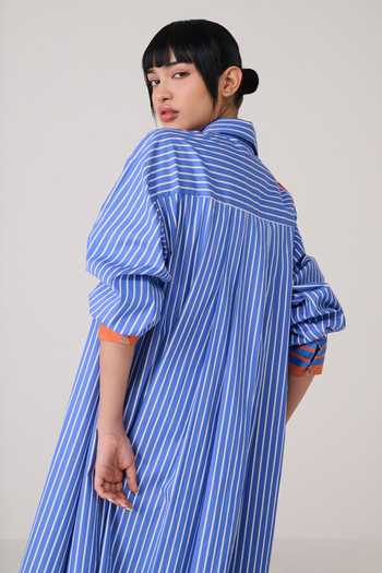Shop_Chillosophy_Blue Poplin Collared Neck Aki Oversized Striped Shirt Dress _Online_at_Aza_Fashions