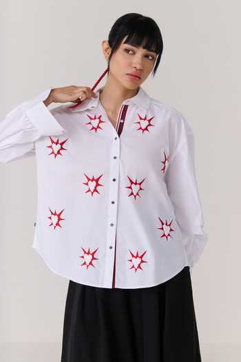 Chillosophy Rika Red Starburst Embroidered Shirt 
