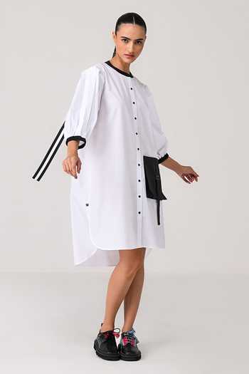Shop_Chillosophy_White Poplin Collared Neck Torin Crisp Shirt Dress _Online_at_Aza_Fashions