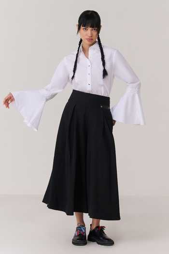 Buy_Chillosophy_White Poplin Collared Neck Ushi Cross Stitch Tonal Embroidered Shirt _Online_at_Aza_Fashions