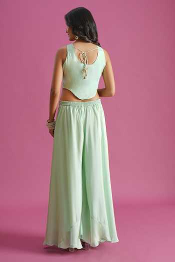 Samyukta Singhania Hand Embroidered Top Palazzo Set 