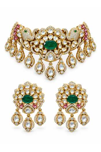 Vivinia By Vidhi Mehra Moissanite Polki Choker Necklace Set 