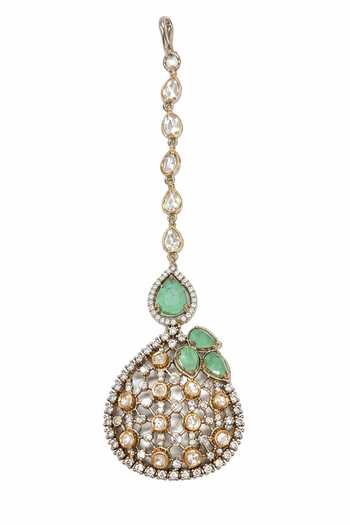 Vivinia By Vidhi Mehra_Gold Plated Moissanite Polki Statement Necklace Set _Online_at_Aza_Fashions