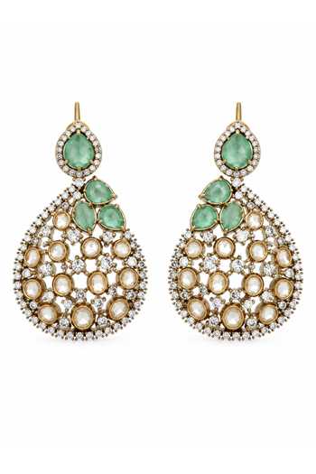 Buy_Vivinia By Vidhi Mehra_Gold Plated Moissanite Polki Statement Necklace Set _Online_at_Aza_Fashions