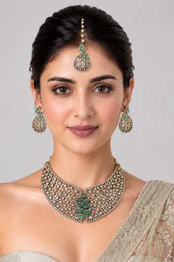 Vivinia By Vidhi Mehra Moissanite Polki Statement Necklace Set 