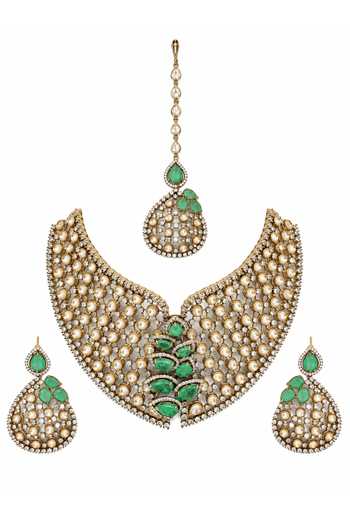 Vivinia By Vidhi Mehra Moissanite Polki Statement Necklace Set 