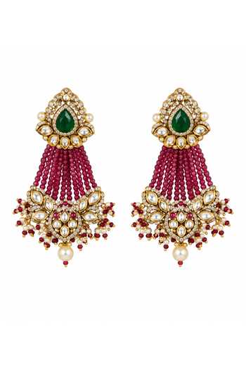 Vivinia By Vidhi Mehra Gold Plated Emerald Moissanite Polki Necklace Set Online at Aza Fashions Vivinia By Vidhi Mehra_Gold Plated Emerald Moissanite Polki Necklace Set _Online_at_Aza_Fashions