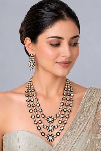 Vivinia By Vidhi Mehra Moissanite Polki Layered Necklace Set 