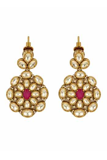 Vivinia By Vidhi Mehra_Multi Color Moissanite Polki Pearl Necklace Set _Online_at_Aza_Fashions