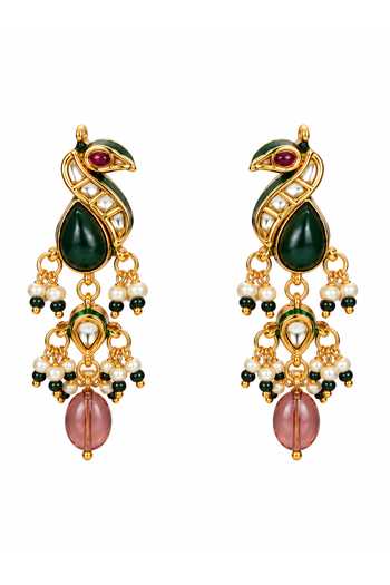 Vivinia By Vidhi Mehra Emerald Green Kundan Peacock Beaded Choker Set Online at Aza Fashions Vivinia By Vidhi Mehra_Emerald Green Kundan Peacock Beaded Choker Set _Online_at_Aza_Fashions
