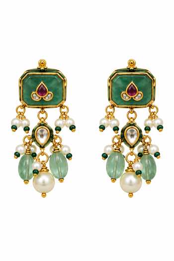 Vivinia By Vidhi Mehra Emerald Green Kundan Multistone Beaded Choker Set Online at Aza Fashions Vivinia By Vidhi Mehra_Emerald Green Kundan Multistone Beaded Choker Set _Online_at_Aza_Fashions