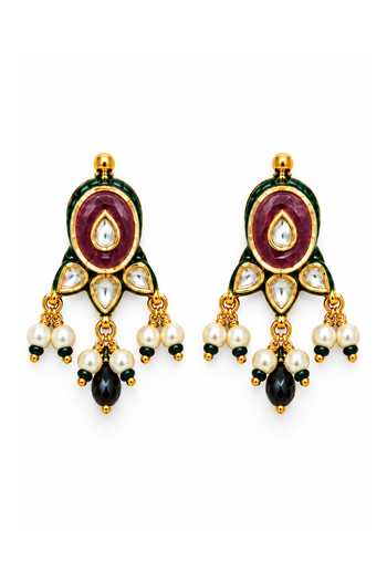 Vivinia By Vidhi Mehra_Multi Color Navratna Kundan Pearl Necklace Set _Online_at_Aza_Fashions