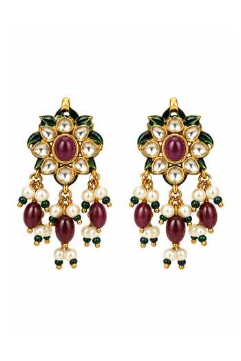 Vivinia By Vidhi Mehra Multi Color Navratna Kundan Floral Necklace And Earrings Set Online at Aza Fashions Vivinia By Vidhi Mehra_Multi Color Navratna Kundan Floral Necklace And Earrings Set _Online_at_Aza_Fashions