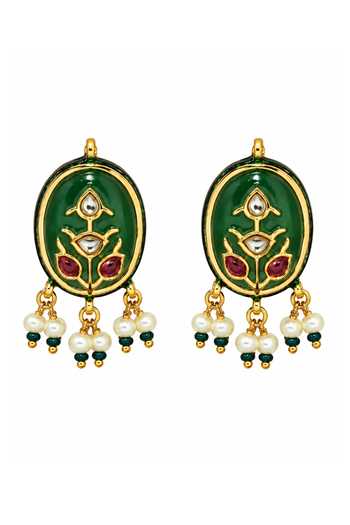 Buy_Vivinia By Vidhi Mehra_Multi Color Navratna Kundan Choker Earring Set _Online_at_Aza_Fashions