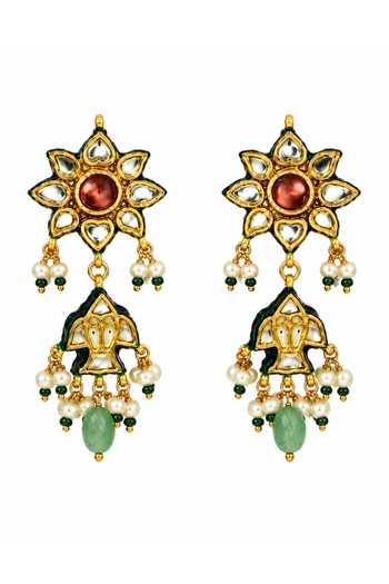 Vivinia By Vidhi Mehra_Multi Color Navratna Kundan Pearl Choker Set _Online_at_Aza_Fashions