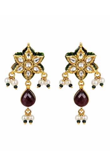 Vivinia By Vidhi Mehra Multi Color Navratna Kundan Floral Necklace And Earrings Set Online at Aza Fashions Vivinia By Vidhi Mehra_Multi Color Navratna Kundan Floral Necklace And Earrings Set _Online_at_Aza_Fashions